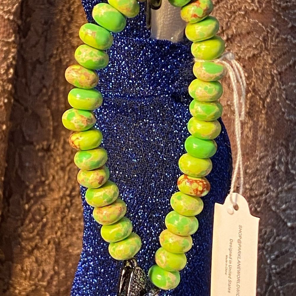 NWT 🦜 GENUINE EMPEROR TURQUOISE PARAKEET GREEN UNIQUE HEMATITE CLOSURE STRETCH - Picture 11 of 15